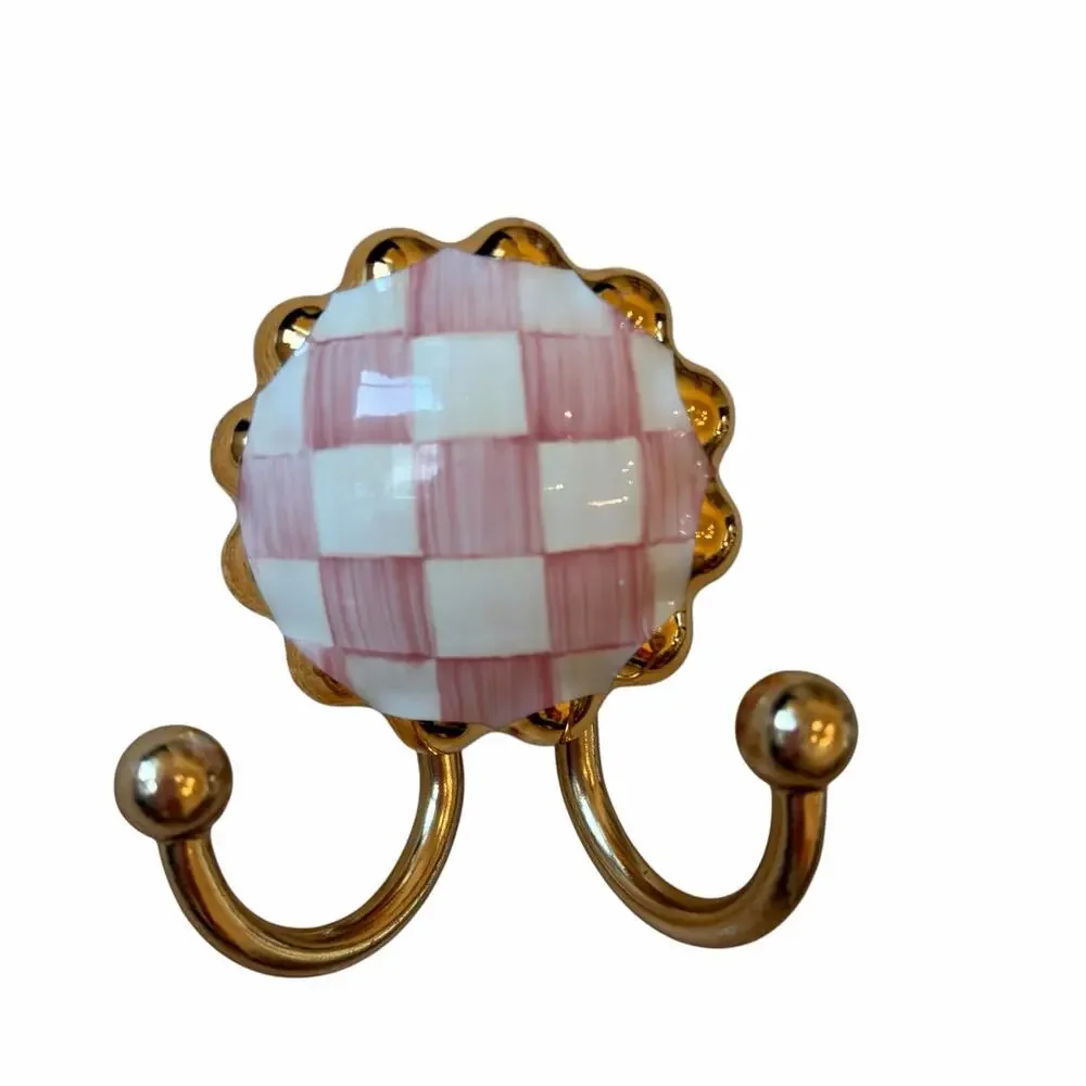 NEW Mackenzie-Childs Rosy Check Round Hook